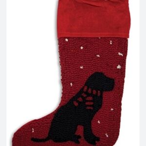 Red Christmas Stocking with Black Dog Design